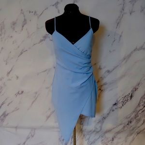 Akira VNeck Asymmetrical BodyCon Baby Blue Sz L